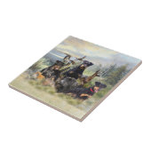 Jacht met Jagdterriers , Kunst Tegeltje (Zijkant)