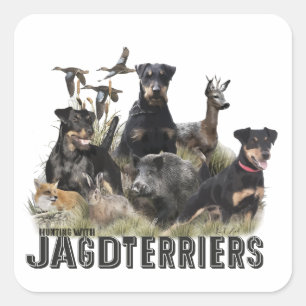 Jacht met Jagdterriers , Kunst Vierkante Sticker