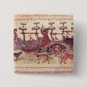 Jacht met netten vierkante button 5,1 cm