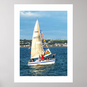 Jacht met vlaggen Jersey Poster
