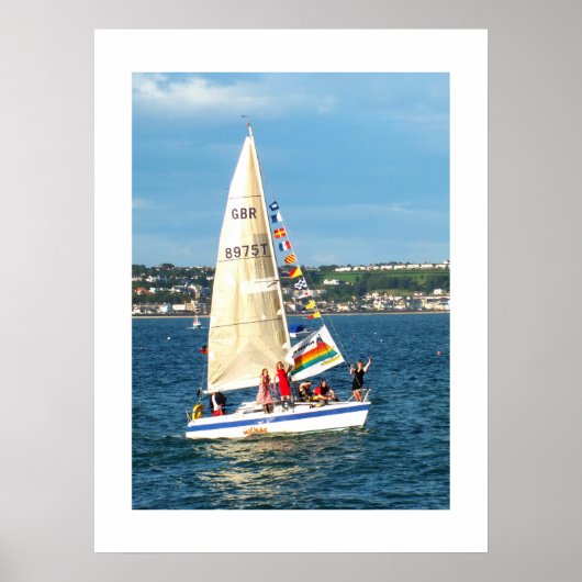 Jacht met vlaggen Jersey Poster (Voorkant)