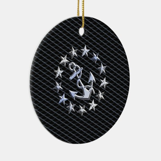 Jacht Naval Flag Anchor en Stars Keramisch Ornament (Rechts)