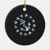 Jacht Naval Flag Anchor en Stars Keramisch Ornament (Voorkant)