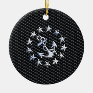 Jacht Naval Flag Anchor en Stars Keramisch Ornament