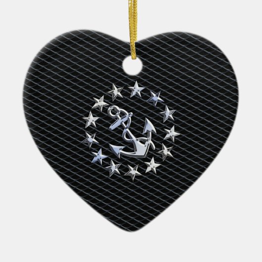 Jacht Naval Flag Anchor en Stars Keramisch Ornament (Voorkant)