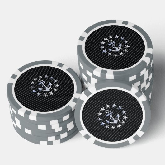 Jacht Naval Flag Anchor en Stars Pokerchips (Opstapeling)