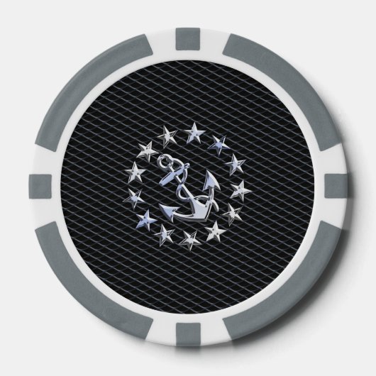 Jacht Naval Flag Anchor en Stars Pokerchips (Voorkant)