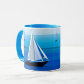 Jacht onder Zeil, kobaltblauw Mok (Voorkant links)