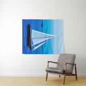 Jacht onder Zeil, kobaltblauw Wandkleed (In Situ (horizontaal))