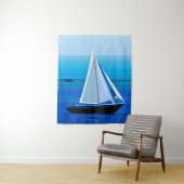 Jacht onder Zeil, kobaltblauw Wandkleed (In situ)