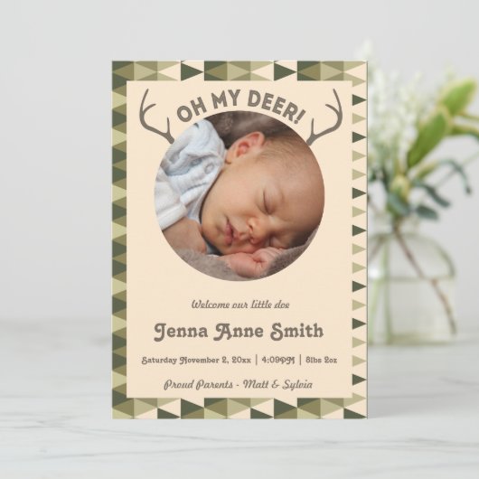 Jacht op Antlers kondiging meisje of jongen Aankondiging (Staand voorkant)