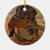 jacht op Chocolade Lab Keramisch Ornament (Voorkant)