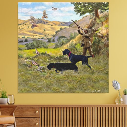 Jacht op Chukar patrijs Canvas Afdruk (Insitu (Woonkamer))