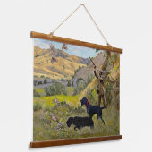 Jacht op Chukar patrijs Hangend Wandkleed (Gebogen)