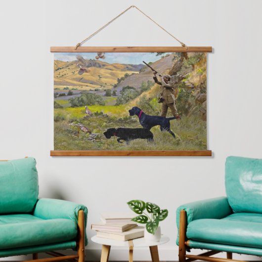 Jacht op Chukar patrijs Hangend Wandkleed (Woonkamer)