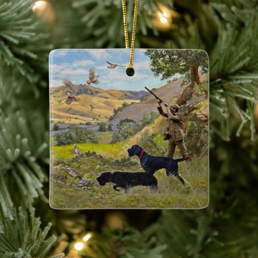 Jacht op Chukar patrijs Keramisch Ornament (Boom)