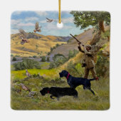 Jacht op Chukar patrijs Keramisch Ornament (Achterkant)