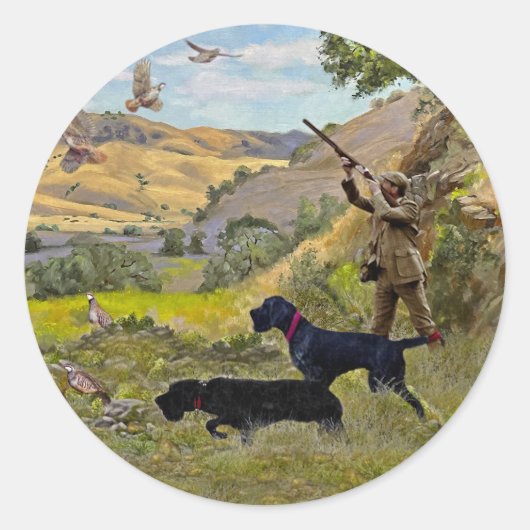 Jacht op Chukar patrijs Ronde Sticker (Voorkant)