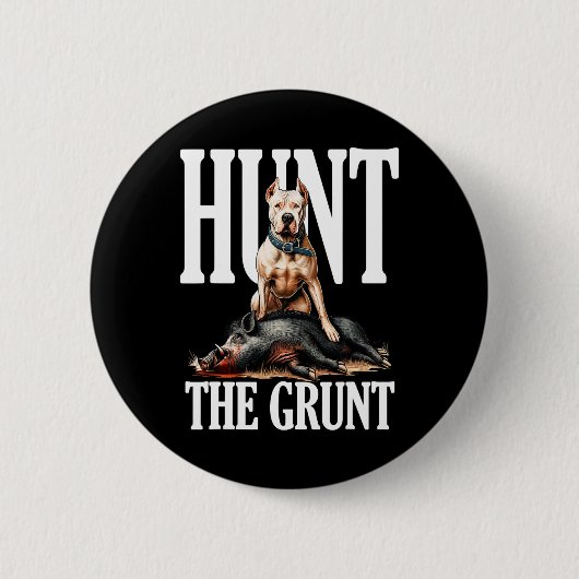 Jacht op de Grunt Hog Hunting met een Argentijnse Ronde Button 5,7 Cm (Voorkant)