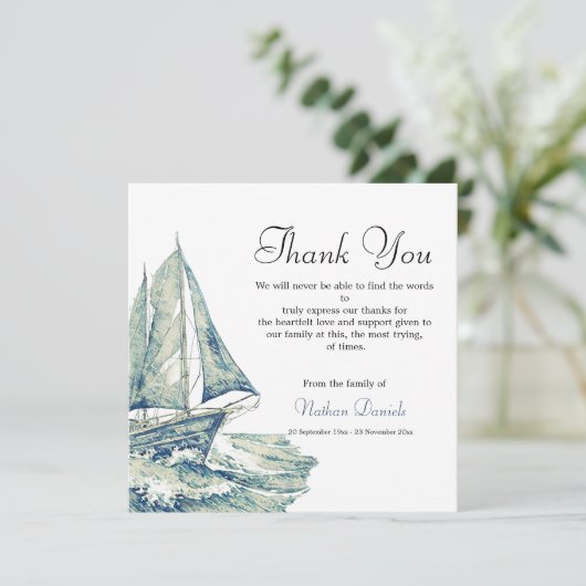Jacht op de Ocean Funeral Dank je Kaarten (Staand voorkant)