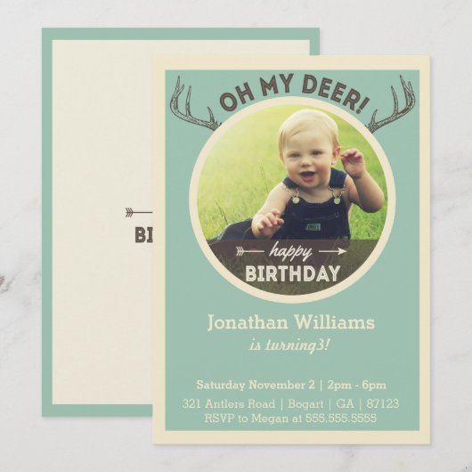 Jacht op de verjaardag van de uitnodiging voor Bab (Voorkant / Achterkant)