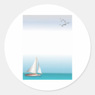 jacht op een Turquoise Ocean Ronde Sticker