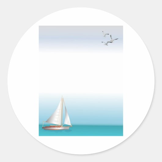 jacht op een Turquoise Ocean Ronde Sticker (Voorkant)