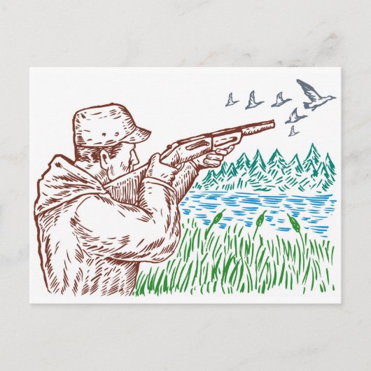 jacht op eenden en vogels gericht op geweergeweer briefkaart (Voorkant)