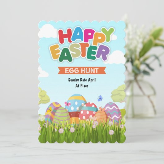 jacht op eitjes feestdagenkaart (Staand voorkant)