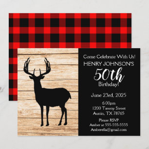 Jacht op herten Buffalo Plaid thema 50ste verjaard Kaart