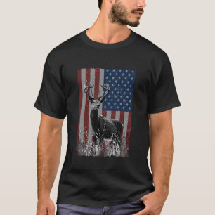Jacht op herten Natuur Jager Amerikaanse Vlag Graf T-shirt