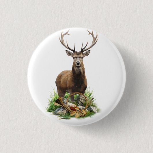 Jacht op herten ronde button 3,2 cm (Voorkant)