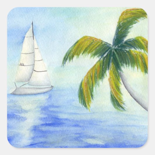 jacht op het zee Palma Vierkante Sticker (Voorkant)