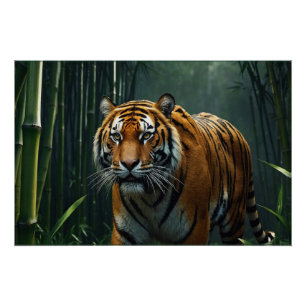 Jacht op tijger in Bamboo Grove Perfect Poster