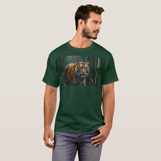 Jacht op tijger in Bamboo Grove T-shirt (Voorkant volledig)