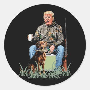 Jacht op Trump Camouflage Grappig Duck Jacht Seizo Ronde Sticker