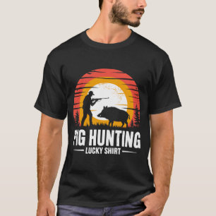 Jacht op varkens Geluksjager Vintage Retro Wild Zw T-shirt
