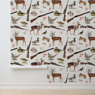Jacht op wilde dieren Outdoorsman-patroon Mancave Behang