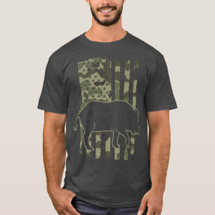 Jacht op wilde zwijnen in de VS Amerikaanse vlag V T-shirt