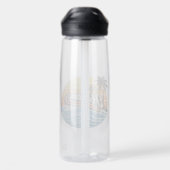 Jacht Retro Zonsondergang Design Waterfles (Achterkant)