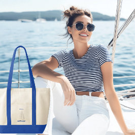 Jacht Sail Boat Contrast Trim Tote Bag