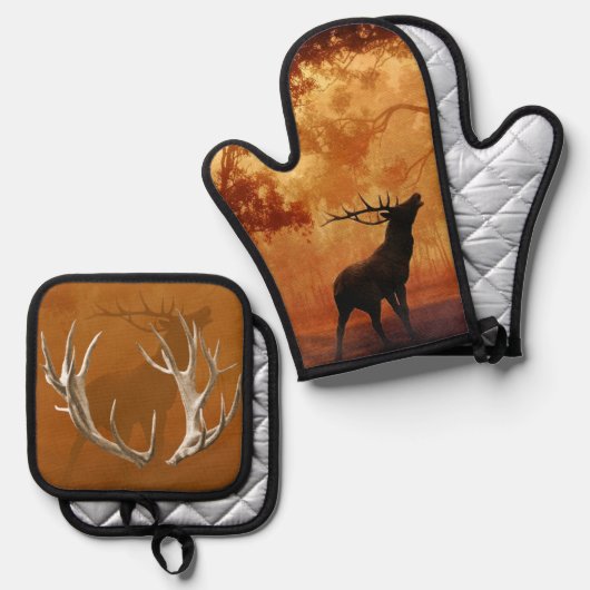 Jacht thema geweien Wildlife Ovenwant & Pannenlap Set (Voorkant / Achterkant)