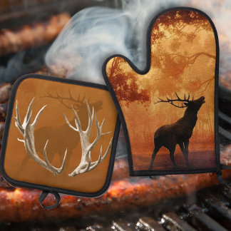 Jacht thema geweien Wildlife Ovenwant & Pannenlap Set