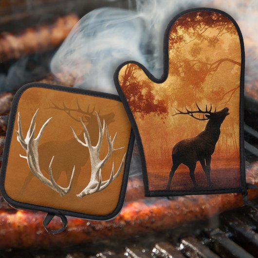 Jacht thema geweien Wildlife Ovenwant & Pannenlap Set