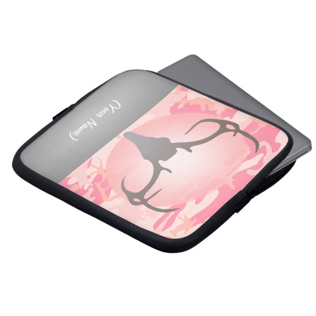 Jacht thema Roze gespikkelde Camo Laptop Sleeve (Voorkant top)