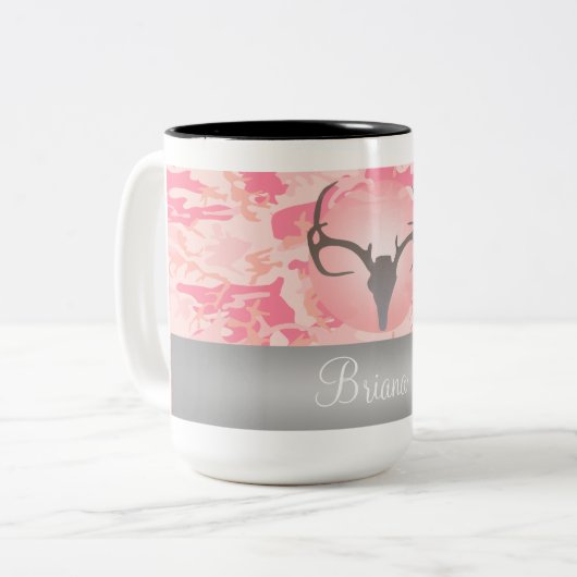 Jacht thema Roze gespikkelde Camo Mok (Voorkant links)