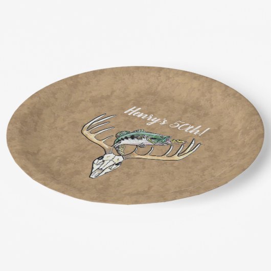 Jacht Vist Happy 50th Birthday Party Papieren Bordje (Gekanteld)