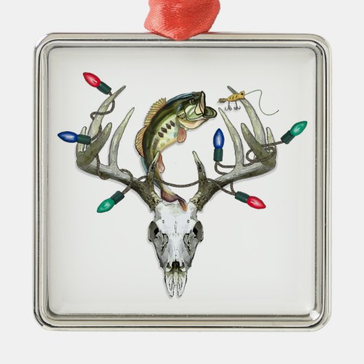 Jacht Vist kerstlampjes Metalen Ornament (Voorkant)