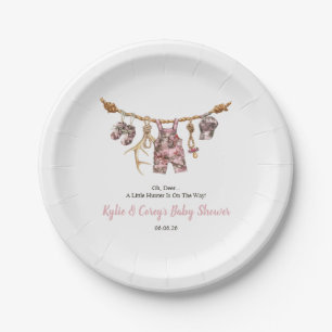 Jacht Waskleine Roze Camouflage Meisje Baby Shower Papieren Bordje