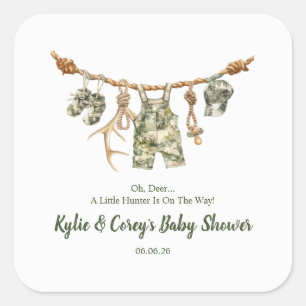Jacht waslijn Camouflage Jongens Baby Shower Vierkante Sticker